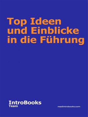 cover image of Top Ideen und Einblicke in die Führung